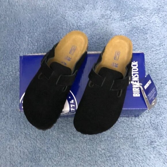 NWT Women's Birkenstock Boston BlackNarrowFit Pro Vegan SuedeGuard